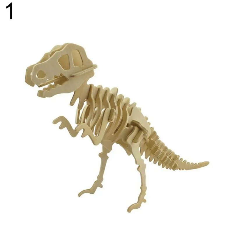 مضحك ثلاثية الأبعاد محاكاة ديناصور هيكل عظمي لغز لتقوم بها بنفسك لعبة تعليمية خشبية للأطفال