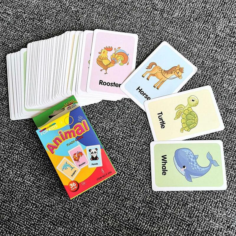 36 قطعة الطفل Cognitive لغز بطاقات الكرتون الحيوان شكل اللون الوقت ألعاب تعليمية مطابقة لعبة الأطفال تعلم فلاش بطاقة