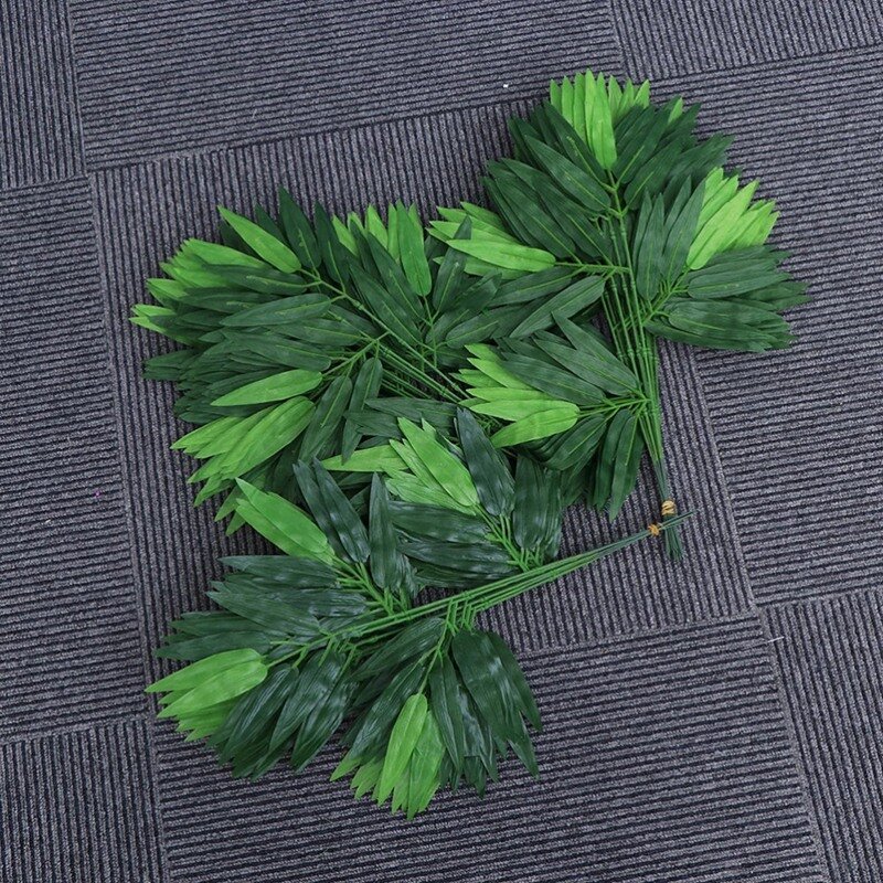 100 قطعة نابض بالحياة الخيزران يترك وهمية النباتات الخضراء الخضرة يترك ل ديكور غرفة مكتب المنزل الأخضر