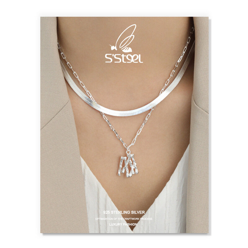 S'STEEL-سلسلة عظام الأفعى للنساء ، 925 فضة استرلينية ، تصميم بسيط ، مجوهرات Joyeria Fina Para Mujer