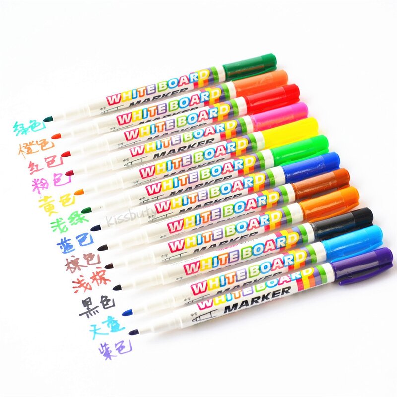12 لون السبورة ماركر أقلام السائل الطباشير قابل للمسح الزجاج السيراميك الطفل الكتابة صانع القلم مكتب مدرسة التموين القرطاسية