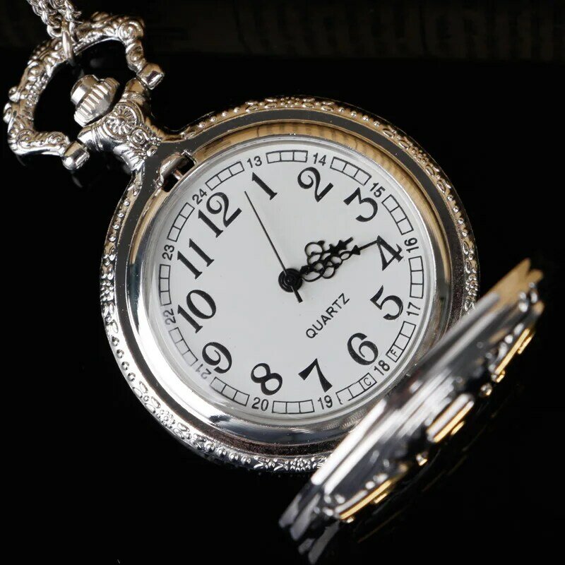جوفاء أبي تصميم كوارتز ساعة الجيب الرجال الأب قلادة قلادة مع سلسلة الأب أفضل الهدايا #2