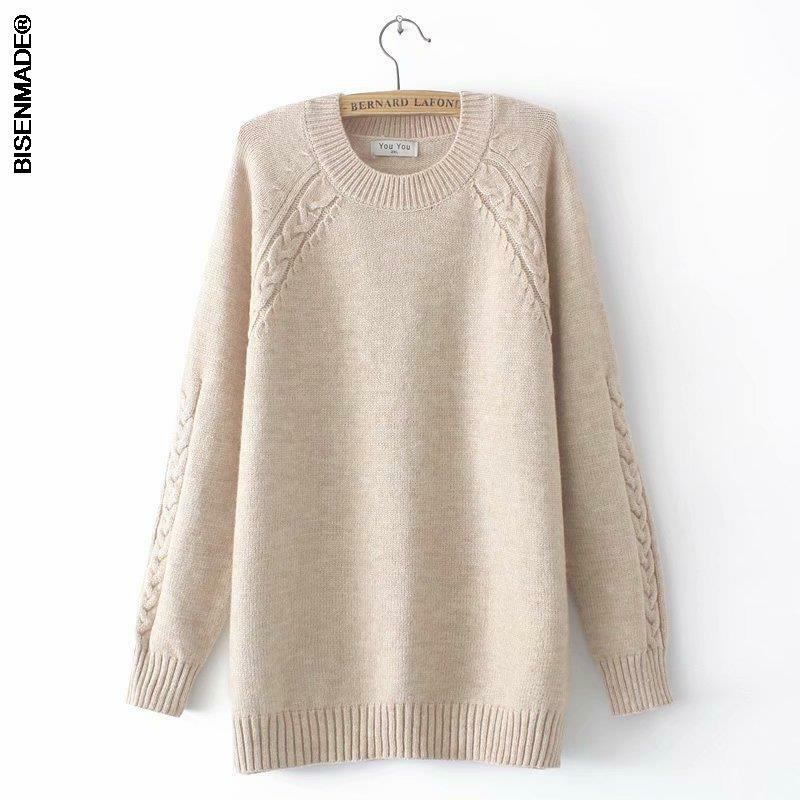 2021 Autumn Winter Sweater Women Clothes Plus Size&Curve Jumper Casual Twist O-Neck Simple Female Knitted Pullovers