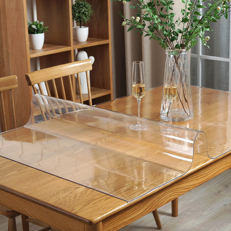 غطاء الطاولة حامي بساط للمكتب لينة طاولة طعام زجاجية مفرش المائدة شفافة أعلى مفارش المائدة حصيرة بلاستيكية تخصيص الحجم