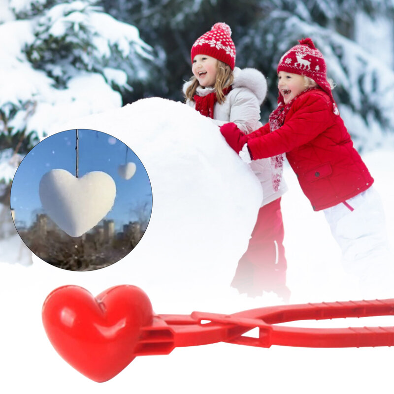 كرة الثلج المشبك عالية الجودة البلاستيك الأحمر الحب على شكل قلب الرمل صانع كرة الثلج كليب قالب الشتاء الرياضة في الهواء الطلق لعب للأطفال