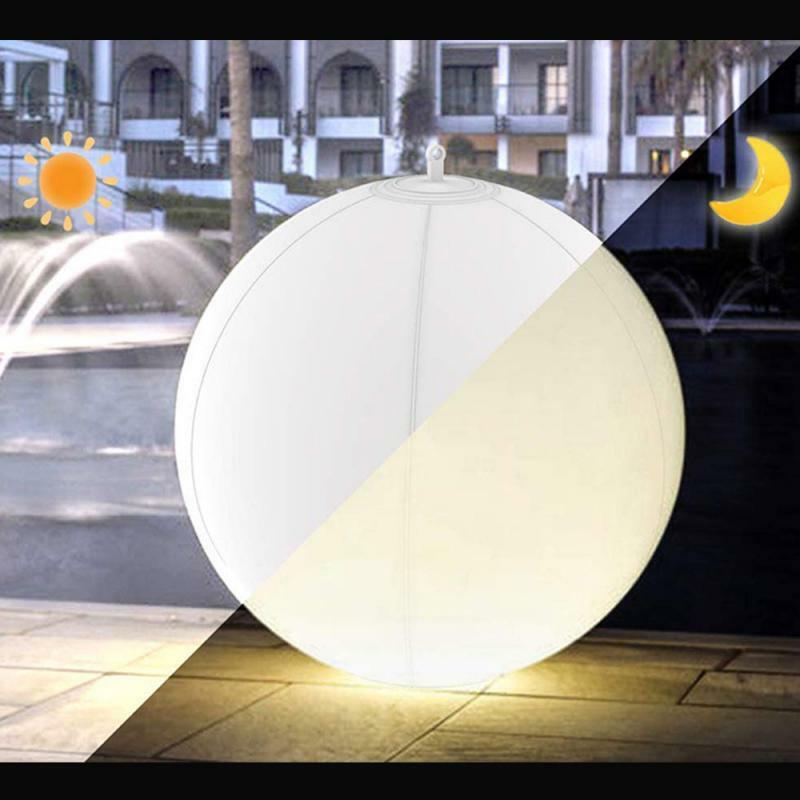 كرة لامعة قابلة للنفخ ، مجموعة من 2 أو 1 قطعة ، 13 لونًا ، LED ، كرة شاطئ مزخرفة ، لحمام السباحة الخارجي
