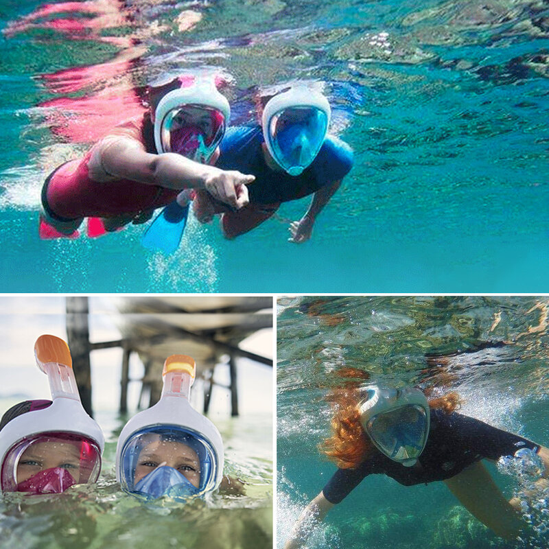 تحت الماء الغوص مكافحة الضباب قناع مجموعة الغوص كامل الوجه قناع أقنعة التنفس آمنة ومقاومة للماء معدات السباحة