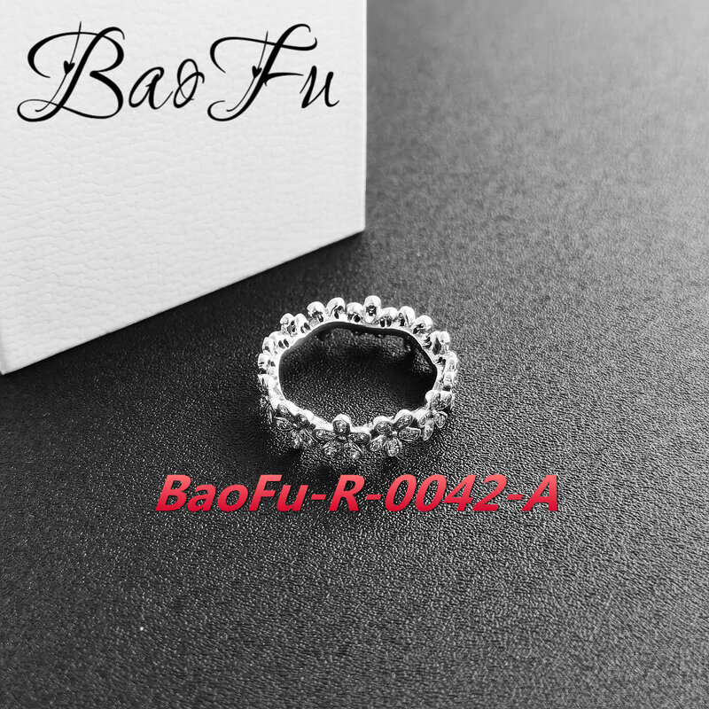 BaoFu 925 فضة خاتم لامعة ريشة القوس قفل الحب لانهائي متشابكة ديزي مناسبة ل الأصلي الإناث مجوهرات الحفلات #3