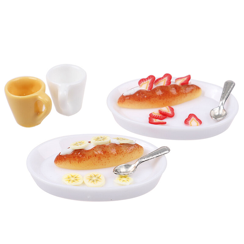 1 مجموعة مصغرة الفرنسية الفاكهة الخبز ل دمية المطبخ اللعب صور الدعائم