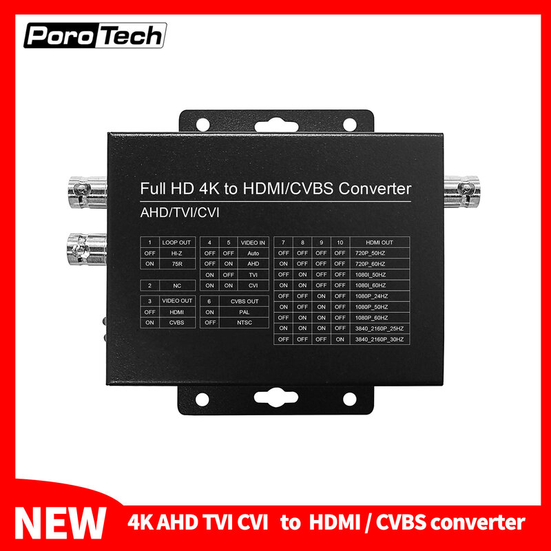 HDC-4K CVBS إلى HDMI ، CVBS إلى CVBS ، AHD إلى HDMI محول داعم محول CVBS حلقة خارج AHD TVI CVI إلى كامل HD 1080P HDMI