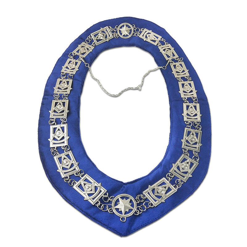 الماسونية سلسلة طوق الماضي ماستر جوهرة الفضة مطلي الأزرق لودج ضابط هدية