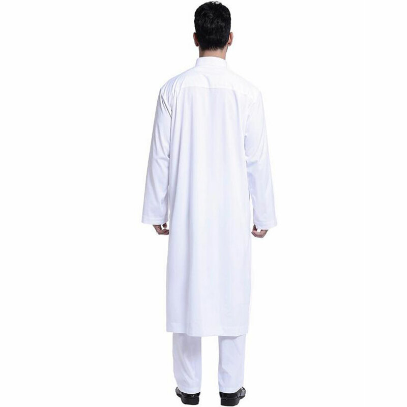 2 قطعة المملكة العربية السعودية دبي باكستان الوقوف طوق Jubba ثوب الرجال عادية طويلة الأكمام عباية قفطان الإسلامية مجموعات ملابس مسلمة البدلة
