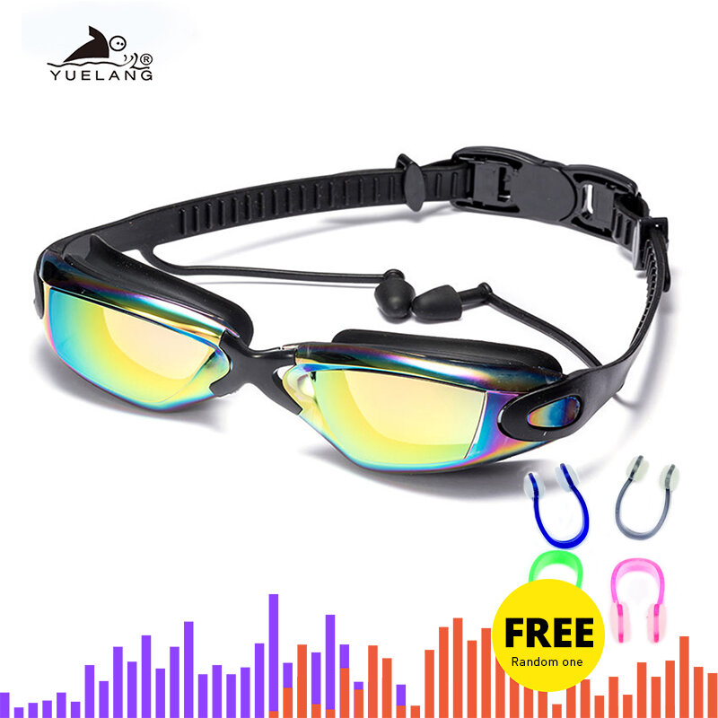 المهنية نظارات الوقاية للسباحة نظارات سباحة مع سدادات مشبك الأنف بالكهرباء مقاوم للماء سيليكون