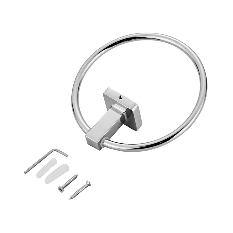 Stainless Steel Silver Towel Ring Hand Towel Holder Bathroom Towel Rack Kitchen Wall Mounted Round Hanger Hardware Accessories