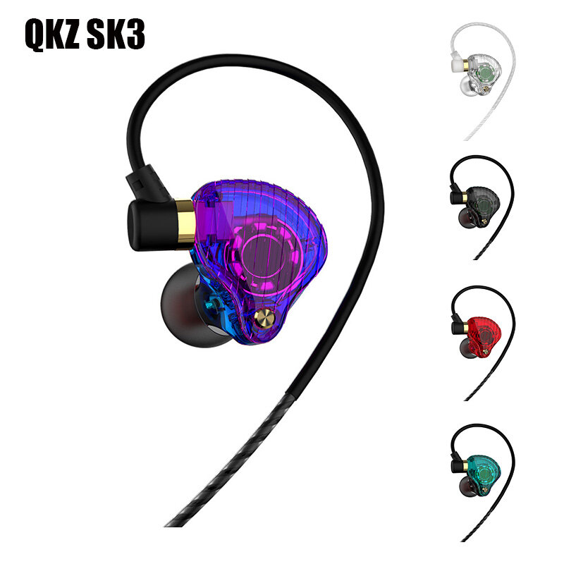 QKZ SK3 الهجين وحدة سماعات أذن بأسلاك HIFI باس ستيريو الصوت سماعة أذن صغيرة رياضية سماعة مع ميكروفون سماعة أذن سلكية