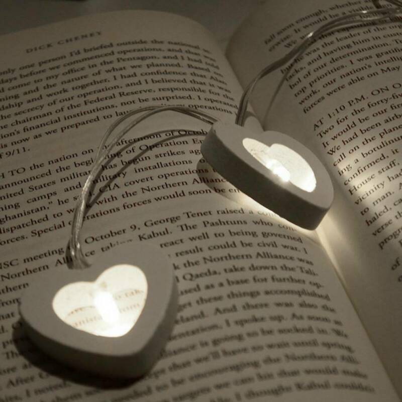 10 LED سلسلة الجنية أضواء مصباح القلب الخشبي لحديقة حفل زفاف لمبات عيد الميلاد زخرفة عام جديد سعيد