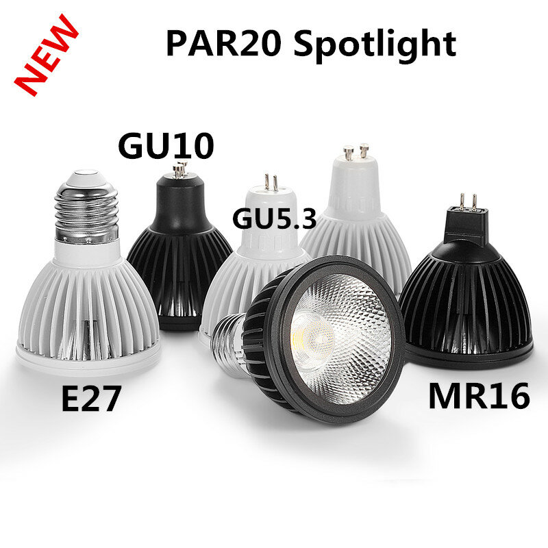 10 قطعة جديد LED الأضواء GU10 E2715W PAR20 الأضواء عكس الضوء 110 فولت 220 فولت أسود أبيض مظهر سقف شنت الجدول المصباح الكهربي