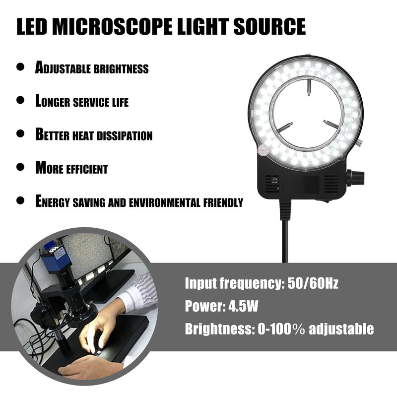 LED ضوء مستدير لمصباح المجهر لسطوع المجهر ضوء المجهر قابل للتعديل