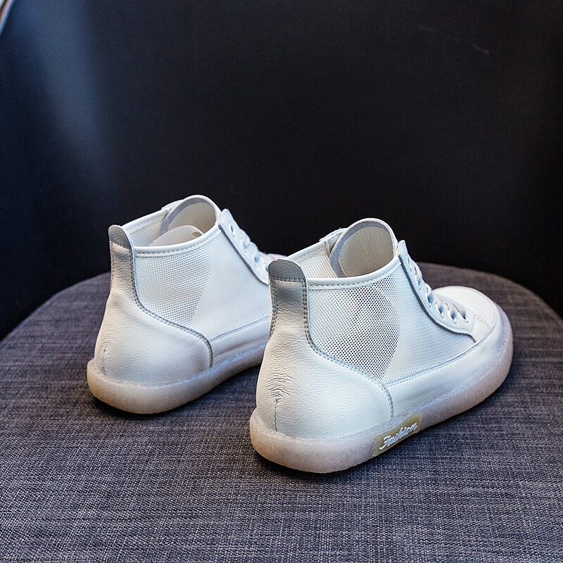 AIYUQI المرأة أحذية رياضية جلد طبيعي 2021 صيف جديد الجوف موضة كبيرة الحجم حذاء أبيض المرأة عادية صافي غزل أحذية النساء