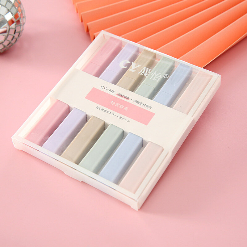 6 قطعة تلميح لينة هيغليغتر ضوء اللون Kawaii قلم تحديد ألبوم بها بنفسك ألبوم صور مجلة قلم مضيء القرطاسية طالب الحلوى اللون