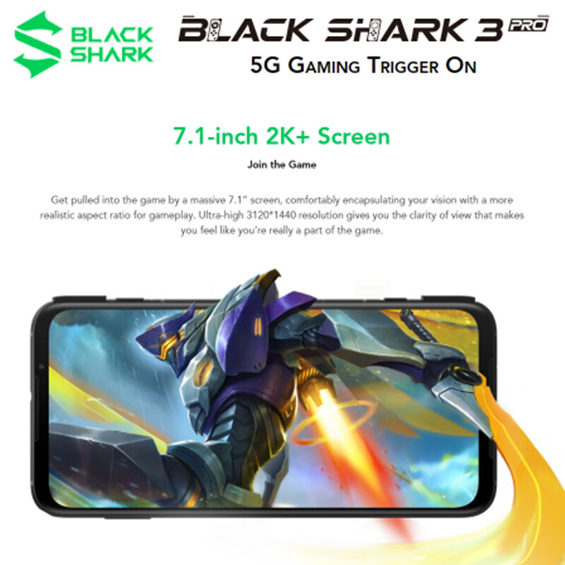 هاتف الألعاب الذكي العالمي Rom Black Shark 3 Pro 5G 8GB RAM 256GB ROM سنابدراجون 865 5000mAh 7.1 "64MP 5G Game الهاتف المحمول #1