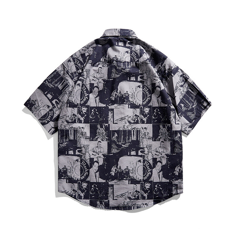 شخصية الطباعة الرجال القمصان اليابانية البضائع قميص المد العلامة التجارية فضفاضة عادية قصيرة الأكمام قمصان للرجال بلايز قمصان الموضة