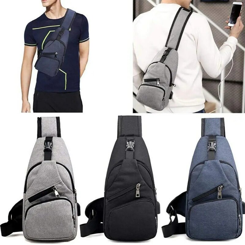 الرجال عادية في الهواء الطلق حقيبة صدر للرجال مع حزام الكتف قابل للتعديل Crossbody الكتف الصدر الحقيبة حقيبة رافعة مع منفذ شحن USB