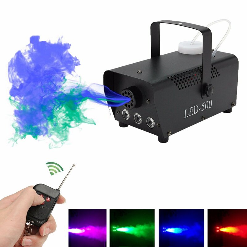 آلة ضباب دخاني لاسلكية RGB LED صغيرة 500 واط تعمل بالديسكو DJ حفلة عيد الميلاد مع جهاز تحكم عن بعد LED مبيد EU Plug #3