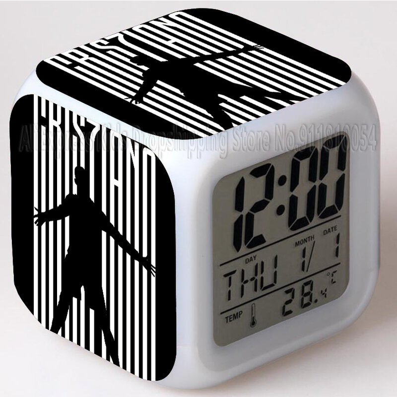 حار كريستيانو رونالدو ساعة تنبيه CR7 LED الرقمية بنين بنات أطفال هدية كرة القدم ستار نمط ساعة الأطفال هدية