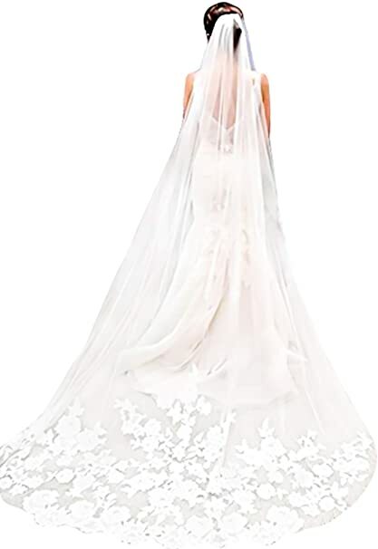 واحد طبقة طرحة زفاف الزفاف الحجاب الدانتيل والتطريز الدانتيل حافة العروس لوازم 3M مع مشط