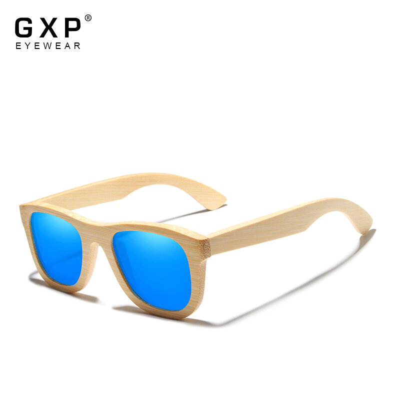 GXP-نظارات شمسية من الخيزران الطبيعي ، نمط ريترو ، مرآة مربعة غير رسمية ، عدسات مستقطبة UV400 ، للرجال والنساء ، 100%