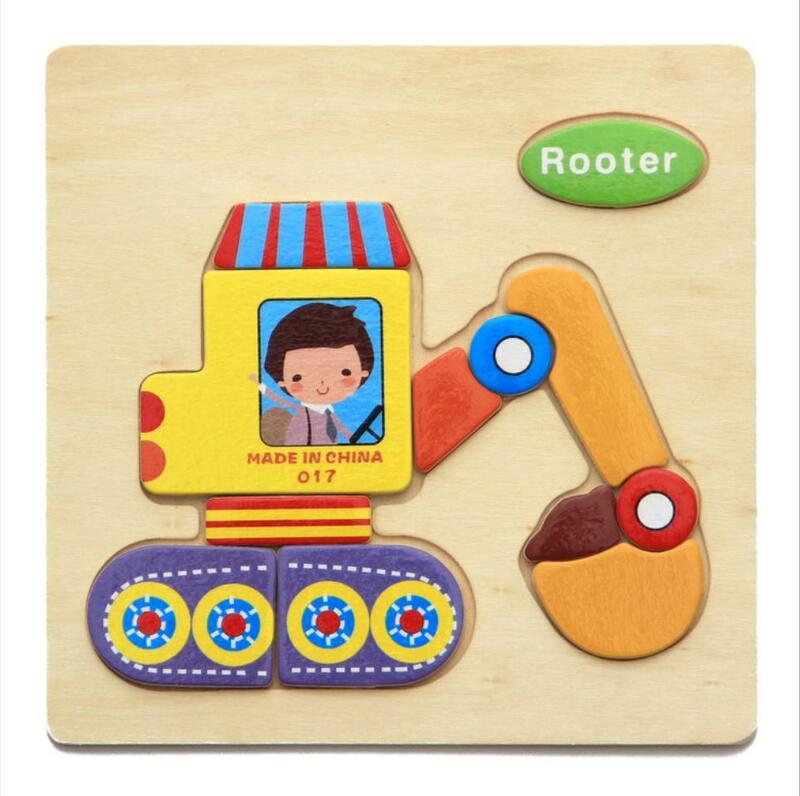 ثلاثية الأبعاد خشبية الاطفال لغز اللعب الفواكه المرور الحيوانات الذكاء تطوير الاطفال Tangram بازل قطع اللعب