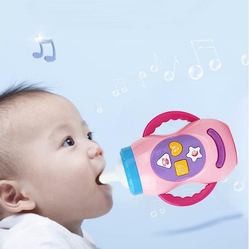 طفل لعب الاطفال السليمة الحليب زجاجة لعب آمنة الموسيقى ضوء الحليب زجاجة الموسيقية التعلم الألعاب التعليمية للأطفال تغذية أداة
