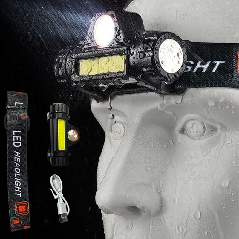 LED كشافات المغناطيسي USB قابلة للشحن المصباح مع الأضواء COB الكاشف درجة قابل للتعديل للمشي الجري في الهواء الطلق