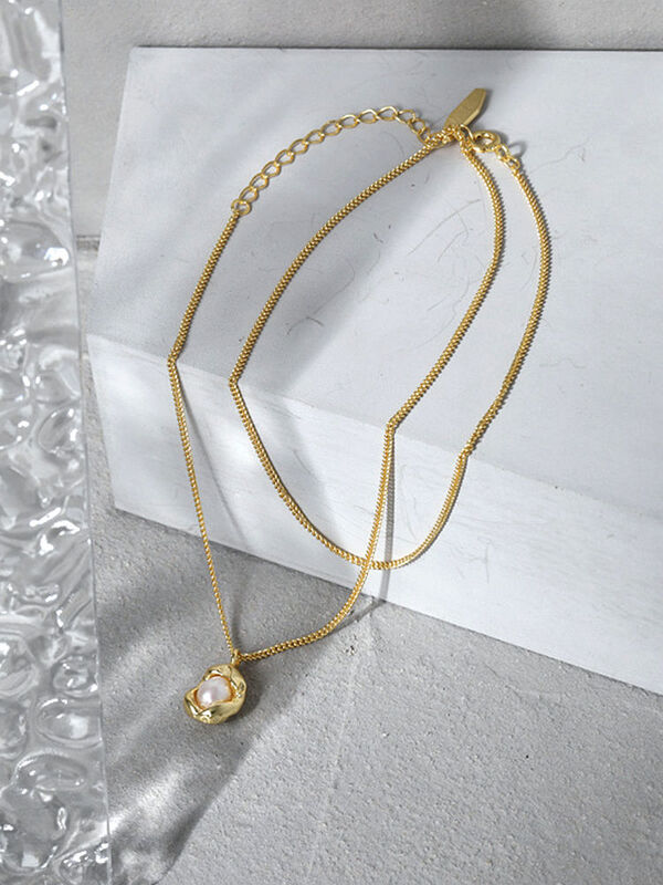 S'STEEL 925 فضة القلائد و قلادة هدية للنساء الذهب تصميم الهندسة تنوعا اللؤلؤ النساء الاكسسوارات والمجوهرات