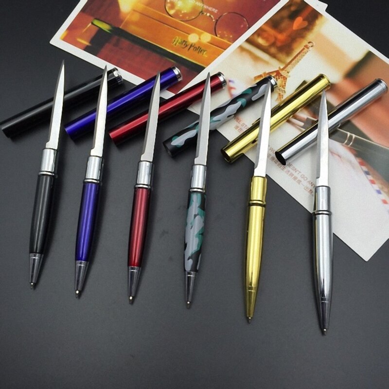 الإبداعية 5 ألوان في الهواء الطلق طالب متعددة الأغراض التكتيكية الدفاع عن النفس سكين القلم براية أقلام رسالة مفتوحة أداة