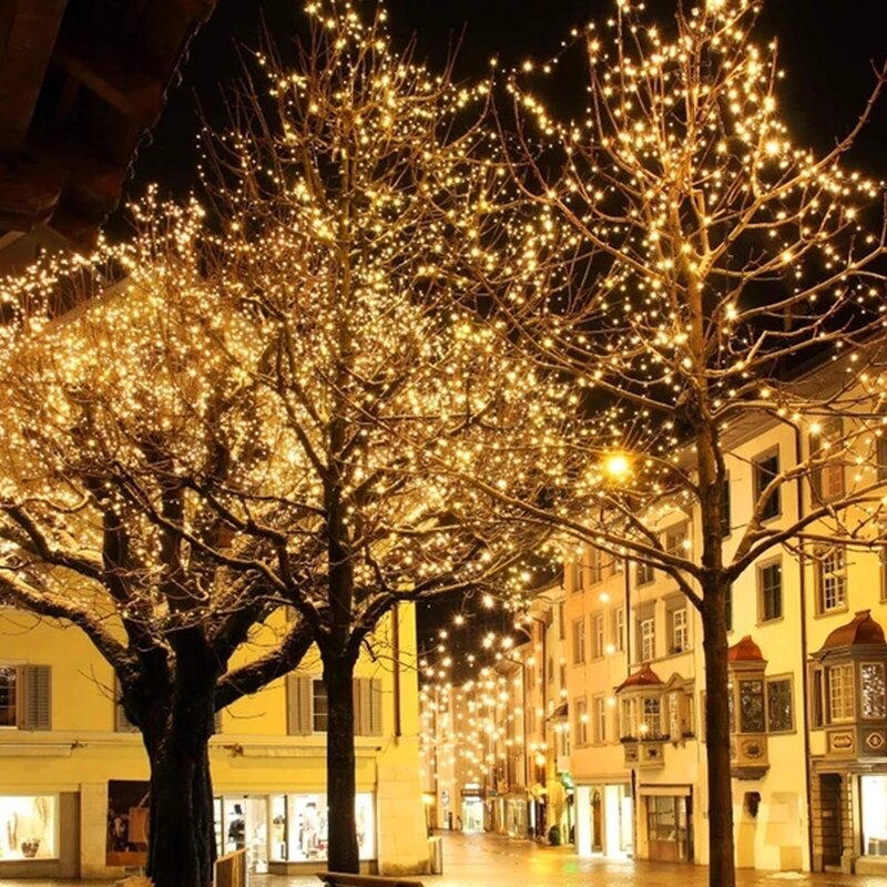 في الهواء الطلق الجنية سلسلة أضواء جارلاند شلال مصباح مقاوم للماء الملونة حديقة المنزل ديكور عطلة الزفاف كشاف إضاءة للحفلات عيد الميلاد 2022