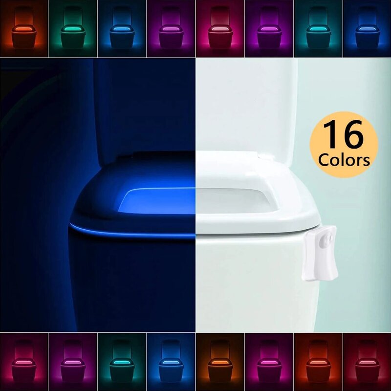 مقعد المرحاض LED ضوء الليل 16 اللون PIR محس حركة مقاوم للماء الخلفية ل المرحاض السلطانية مصباح لوميناريا WC الحمام Luces لوز