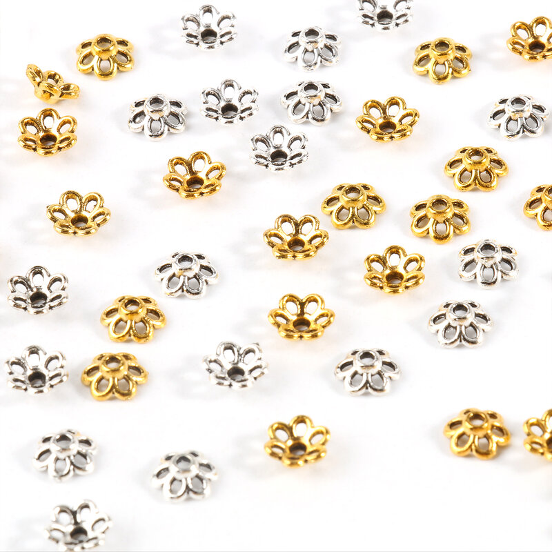 100cps/مجموعة العتيقة الفضة اللون الخرز Tibetan قبعات نهاية قبعات زهرة الخرز الإبرة لصنع المجوهرات النتائج DIY بها بنفسك الملحقات