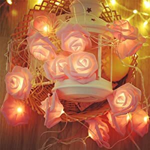 أضواء سلسلة LED زهرة الورد مع بطارية تعمل ، 20 LEDs الزهور الاصطناعية أضواء الجنية لعيد الحب ، الزفاف