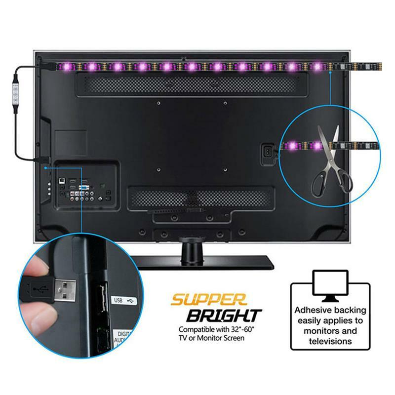 SMD2835 RGB LED قطاع ضوء 60LED/م خزانة المطبخ LED الشريط 0.5-3 متر قطاع ضوء خزانة التلفزيون مصباح ديكور 5 فولت كابل يو اس بي شحن