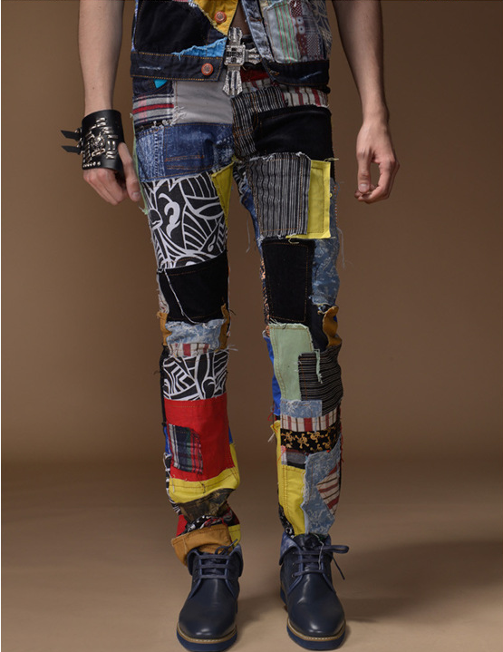 مصمم الازياء الهيب هوب الجينز الرجال مستقيم مطبوعة القطن بنطال جينز رجالي ممزق الدينيم السراويل Y11044