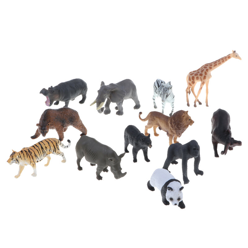 مجسمات حيوانات برية بلاستيكية ، حيوانات برية ، حديقة حيوانات ، 12 قطعة