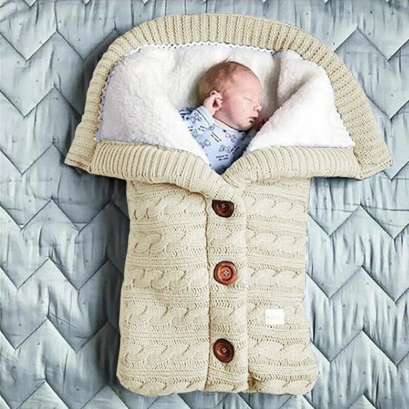 بطانية طفل دافئ محبوك الوليد قماش للف الرضع لينة نفخ كيس النوم Footmuff القطن المغلف ل عربة اكسسوارات بطانية