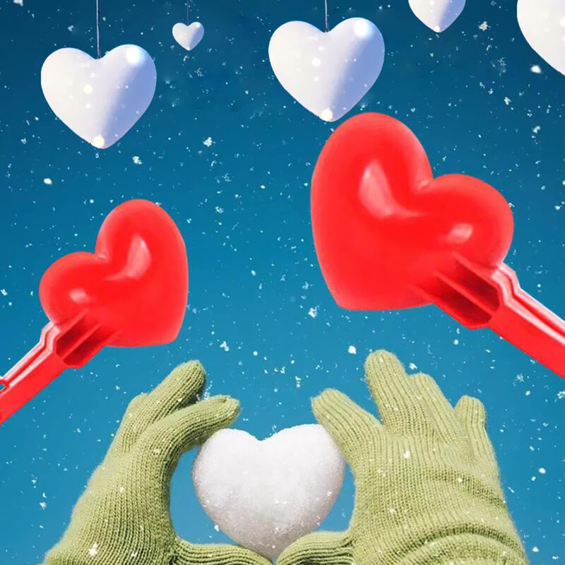 صانع كرات الثلج أداة لطيف الحب شكل قلب قالب لتقوم بها بنفسك الاصطناعي سنو الكرة البلاستيك ملقط للأطفال الكبار اللعب الأدوات