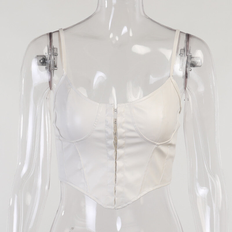 النساء بسيطة الثدي كوب الصدر حمالة جلدية للنساء مع مثير سليم صالح U-الرقبة الصدرية القمم
