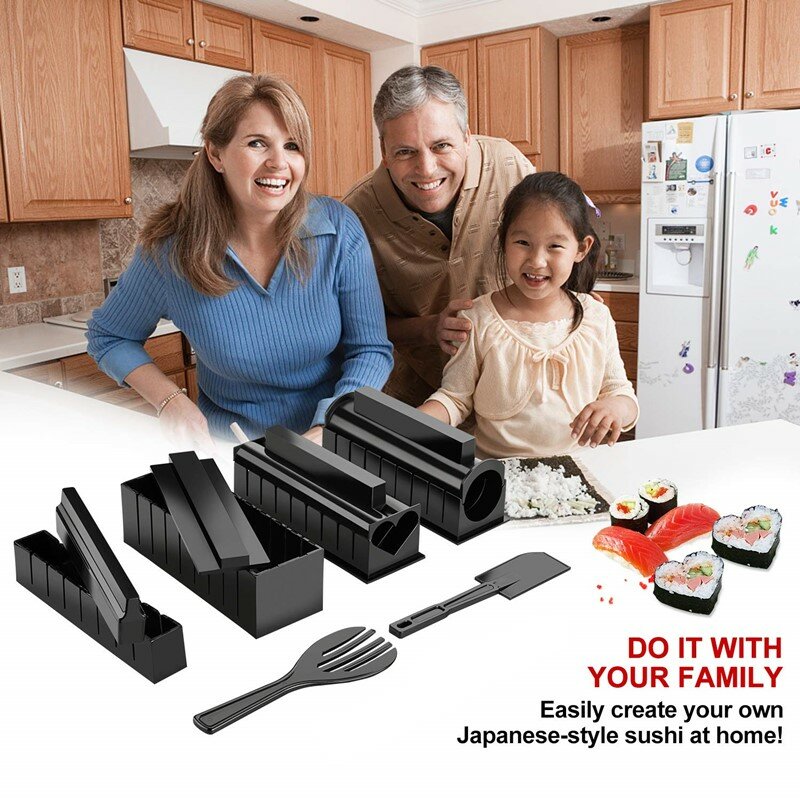 10 قطعة/المجموعة DIY بها بنفسك السوشي صنع عدة لفة السوشي صانع الأرز لفة قالب أدوات المطبخ السوشي سوشي ياباني أدوات الطبخ أدوات مطبخ