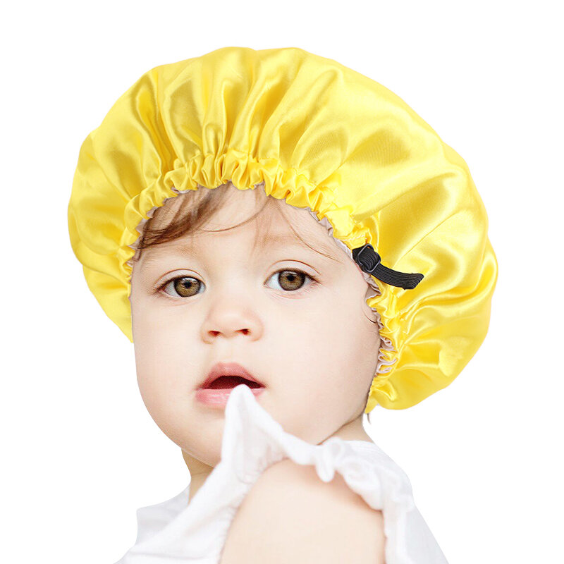 جديد موضة الاطفال الساتان بونيه قابل للتعديل عمامة الطفل طبقة مزدوجة الكيماوي قبعة فتاة ليلة النوم غطاء للشعر الرعاية غطاء رأس الطفل