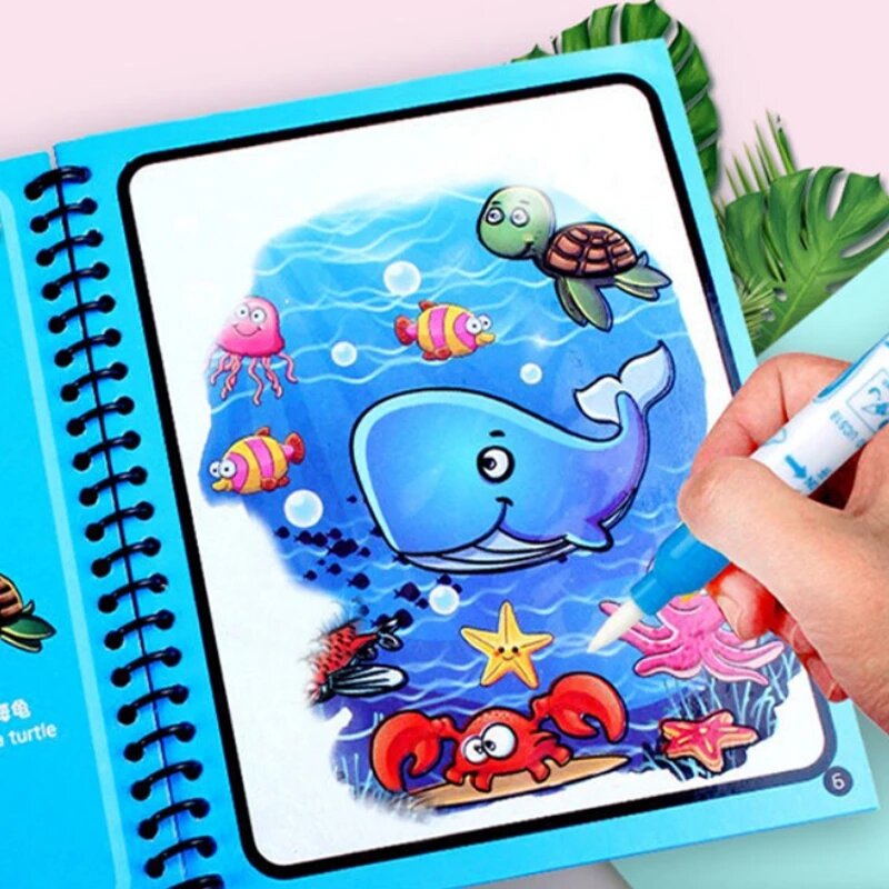 ماجيك المياه دفتر رسم قابلة لإعادة الاستخدام تلوين كتاب مع القلم خربش اللوحة مجلس ألعاب مونتيسوري للأطفال الأطفال الإبداعية هدية