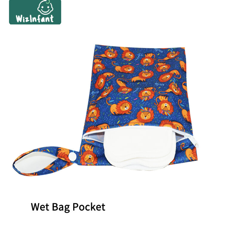 Wizbaby 1 قطعة حقيبة جافة الرطب مع انغلق للطفل حفاضات القماش الحفاضات مقاوم للماء قابلة لإعادة الاستخدام 25*18 سنتيمتر
